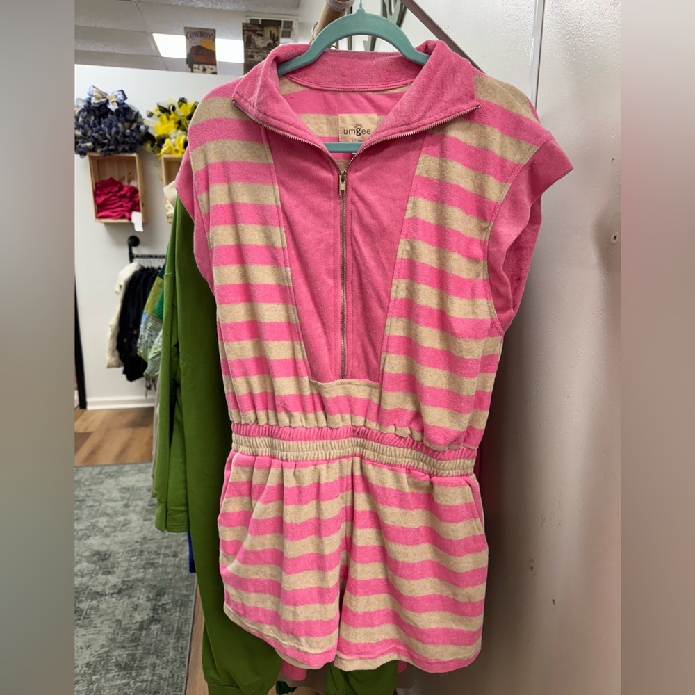 UMGEE Pink and Cream Striped Romper